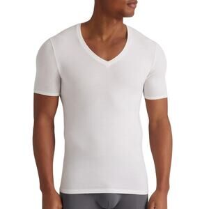 Tommy John Men's Second Skin Deep V-Neck Undershirt White Size Large Stay-Tucked